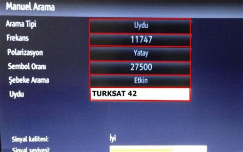Türksat 42e frekans bilgileri